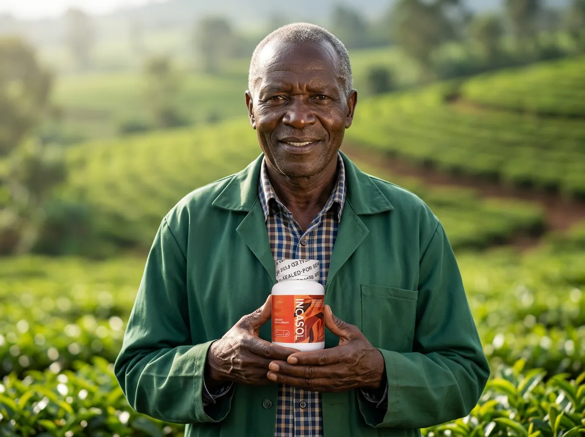 Kenyan farmer supporting his heart health with a natural hypertension remedy