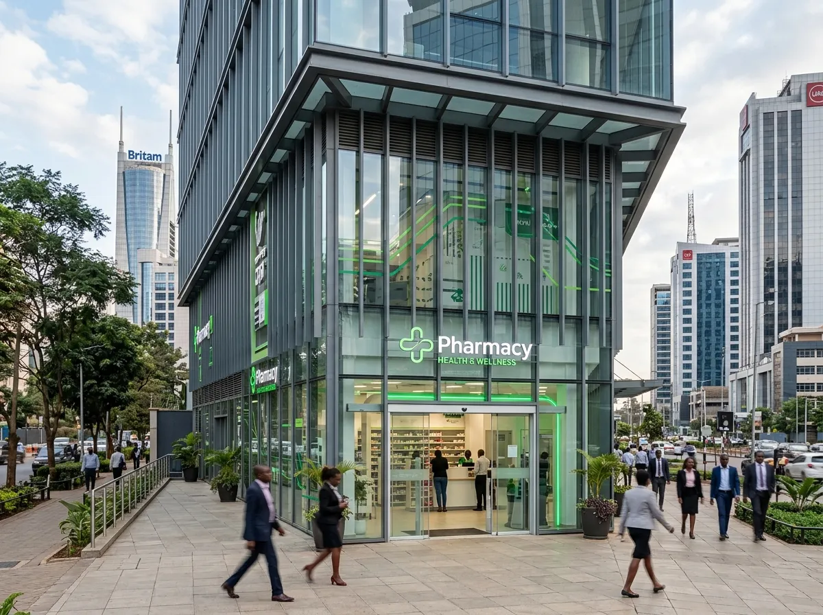 Modern pharmacy building in Nairobi like Goodlife Pharmacy